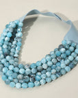 Chunky Beaded Necklace-Blue Marble