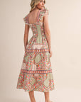 Sweet Spell Floral Midi Dress-Ivory