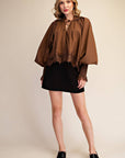 Rosamund Puff Sleeve Top-Brown