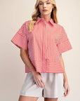 Portside Button Down Top-Red