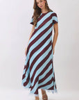 Azure Affair Stripe Maxi Dress
