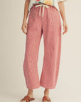 Maritime Stripe Barrel Pants-Red