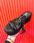 Misty Laceup Wedge- Black