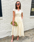 Easy Like Sunday Embroidered Midi Dress-Ivory