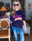 Ski Sport Sweater-Navy/Pink