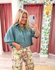 Yvette Puff Sleeve Top-Blue