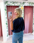 Genevieve Bubble Top-Navy