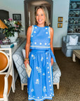 Favorite View Embroidered Skirt Set-Blue