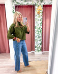 Old Mill Mock Neck Top-Olive