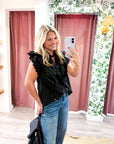 Marcella Ruffle Top-Black