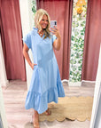 Simple Joy Midi Dress-Blue