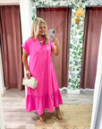 Simple Joy Midi Dress-Hot Pink