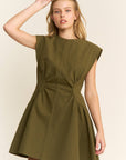 Sweet Afternoons Mini Dress-Olive