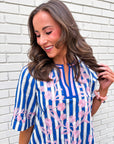 Riviera Maya Embroidered Shift Dress-Blue