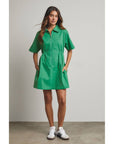 Take it Easy Zipper Mini Dress-Green