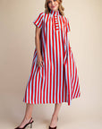 The Iconic Stripe Midi Dress-Plum