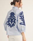 Blush Peony Top-Blue