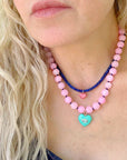 Candy Heart Beaded Necklace-Mint Kiss
