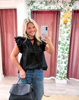 Marcella Ruffle Top-Black