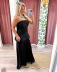 Satin Siren Maxi Dress-Black