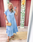 Simple Joy Midi Dress-Blue
