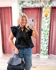 Marcella Ruffle Top-Black
