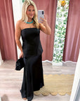 Satin Siren Maxi Dress-Black