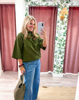 Old Mill Mock Neck Top-Olive