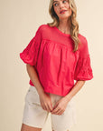 Sheer Romance Bubble Top-Raspberry Pink