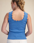 Scallop Wave Knit Top-Blue