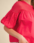 Sheer Romance Bubble Top-Raspberry Pink