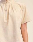 Lucille Stand Collar Top-Beige
