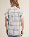 Sunset Picnic Button Down Top-Blue