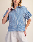 Portside Button Down Top-Blue