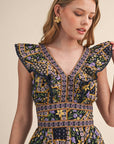 PREORDER: Sweet Spell Floral Midi Dress-Navy