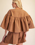 Swing Cape Stripe Top-Camel