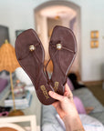 Barely There Flat Sandals-Brown