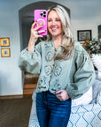 Bay Breeze Denim Top-Olive