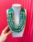 Chunky Beaded Necklace-Green