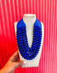 Chunky Beaded Necklace- Royal Blue