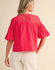 Sheer Romance Bubble Top-Raspberry Pink