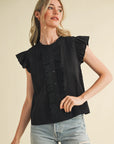 Blissful Wind Button Down Top-Black