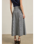 Gingham Check Midi Skirt