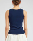 Finishing Piece Knit Tank-Navy