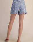 Sky Petal Embroidered Shorts