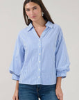 Chalet Button Down Top-Blue/White