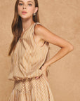 Breton Twisted Bubble Top-Tan/Blush