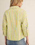 Isabella Stripe Collared Top-Yellow