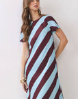 Azure Affair Stripe Maxi Dress