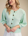 Travel Plans Button Down Sweater-Mint